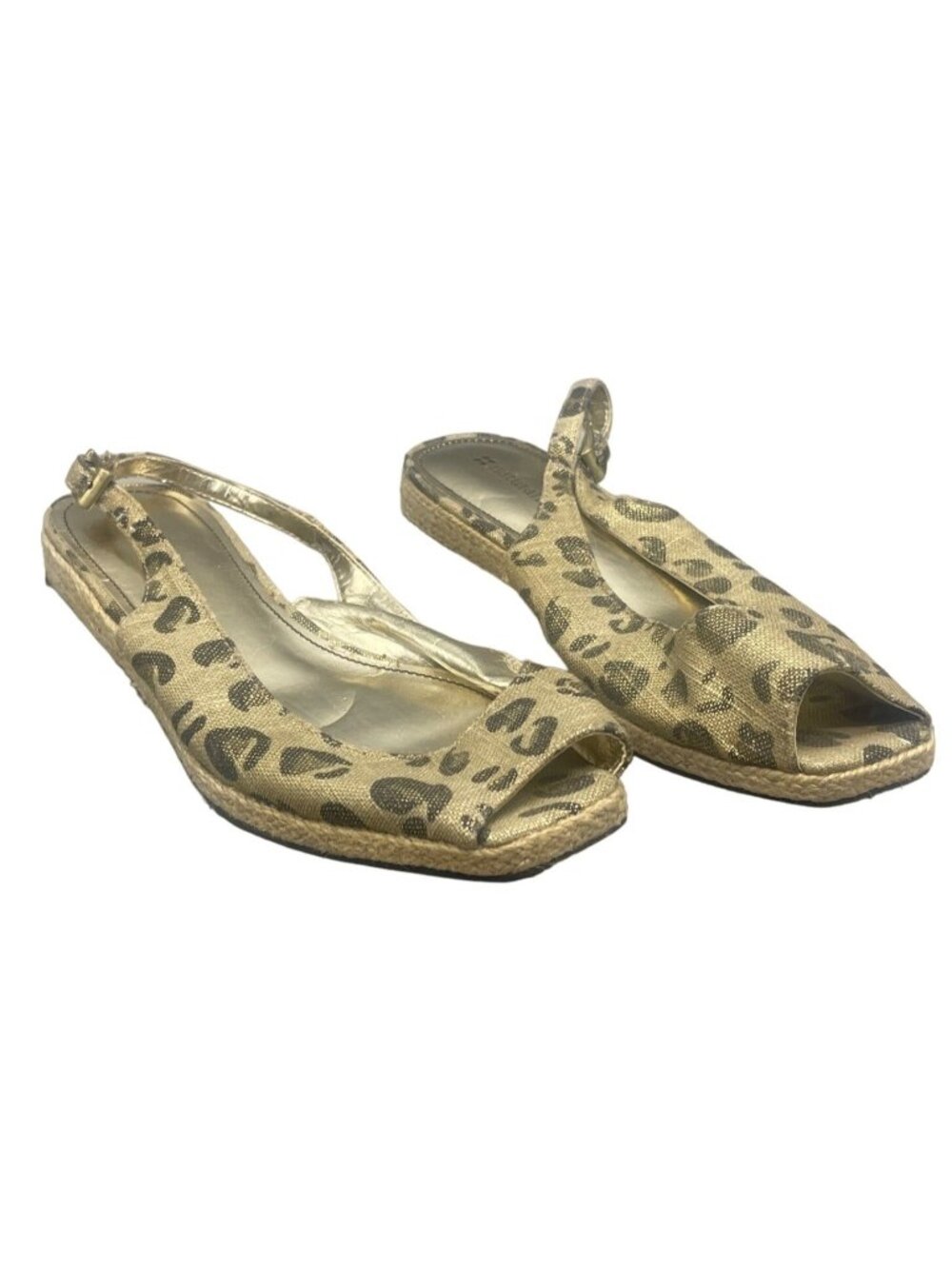 naturalizer memento animal print open toed sandals ankle buckle flats 7.5 READ